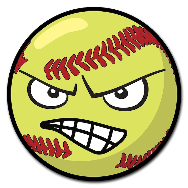 Angry Softball Circle Vinyl Laminated Decal